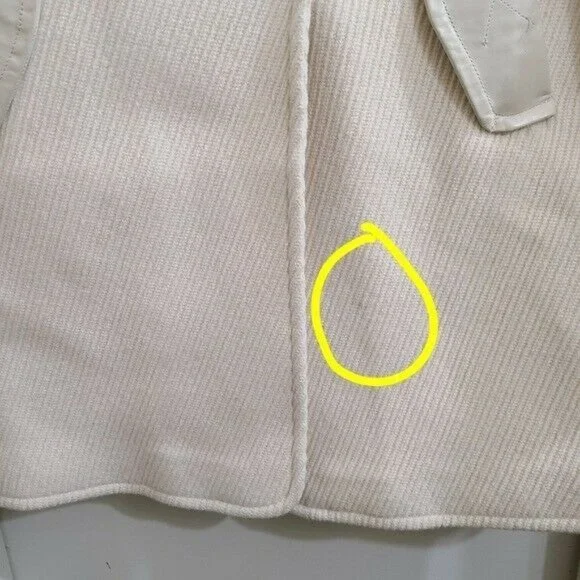 RUDSAK Ivory Designer Wool Leather Button Up Long Trench Coat Size XS - Picture 7 of 12